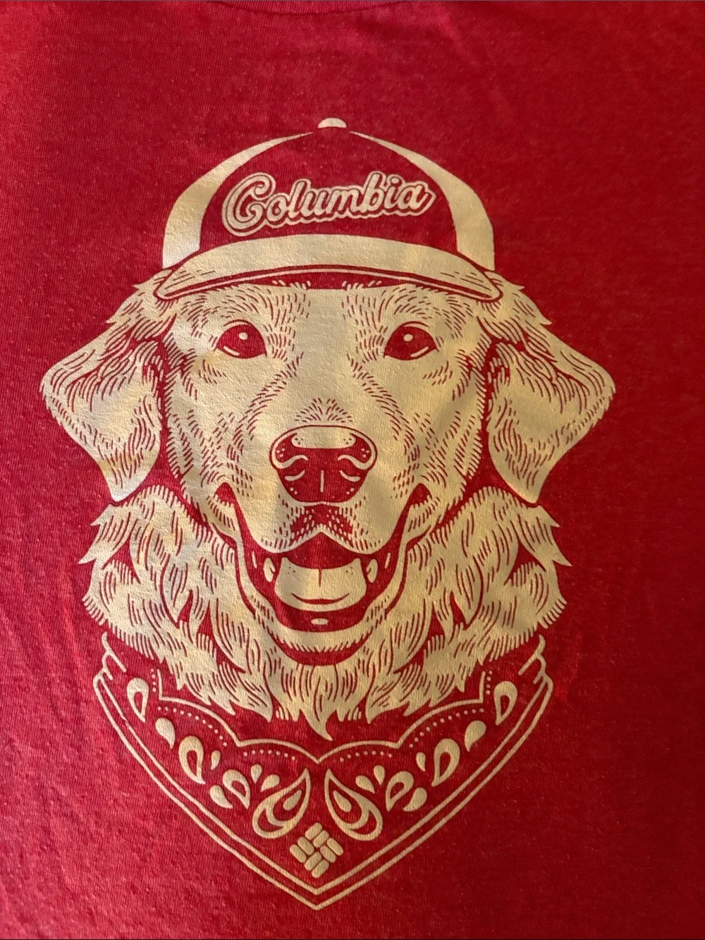 Columbia Red Dog Graphic Tee with Bandana Design